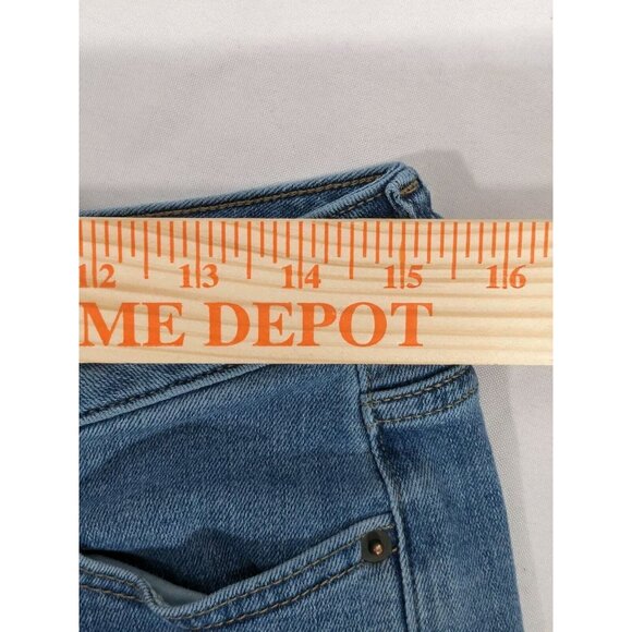 Amazon Essentials Womens 10 Blue Mid Rise Cuffed Denim Jean Shorts Whiskered - Picture 5 of 13